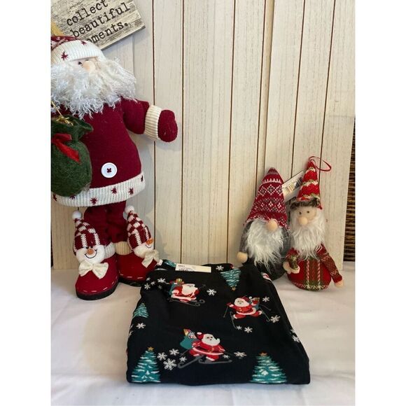 So Mid Rise Comfy Christmas Leggings Santa Skiing Size Large-NWT - Picture 3 of 11
